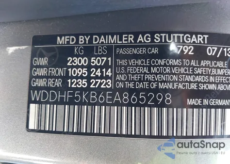 2014 Mercedes-Benz E 350 z USA, uszkodzony, nr VIN WDDHF5KB6EA865298